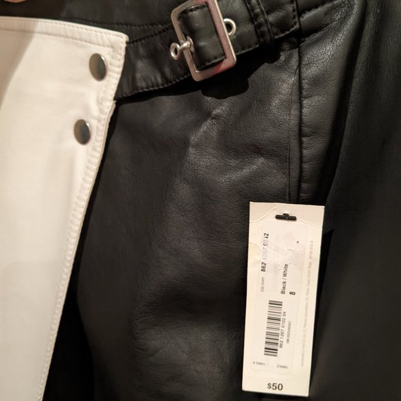 Black & White Leather Skirt (New) - Size 8 - Picture 3 of 3